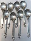 Royal Danish International Sterling Silver 8 Cream Soup Spoon Set 6 1/2'' & 360g
