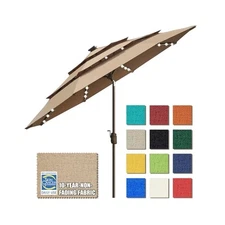 Premium 9ft Market Umbrella, Solar Lights, Water,Resistant, Long,Lasting Shade