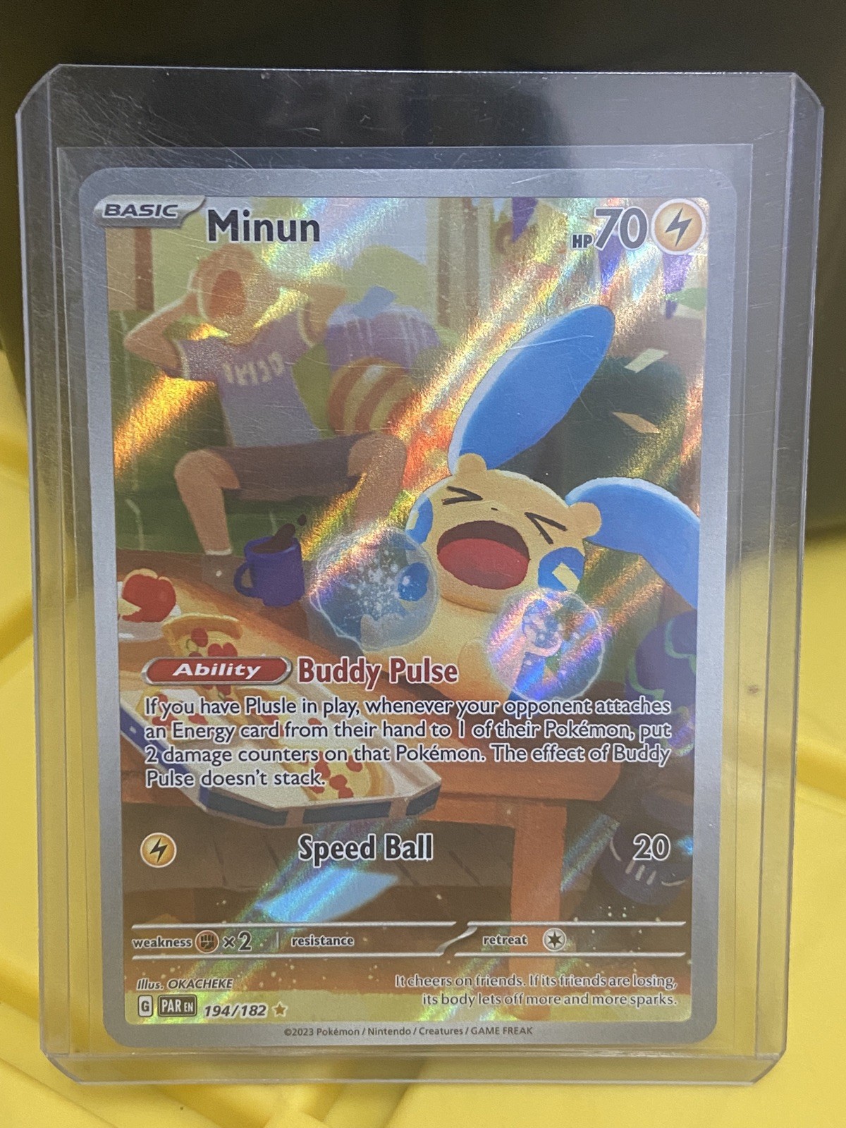 Minun - 194/182 - Pokemon Paradox Rift Illustration Rare Card NM