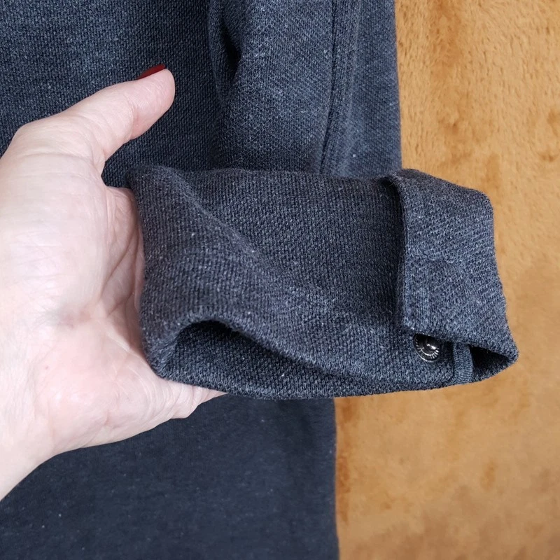 CIVIL SOCIETY Shirt Jacket Mens Medium Charcoal Grey Snap Button Cotton Knit image 8