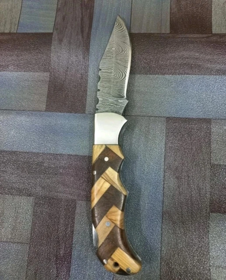 LOTE de 20 piezas Cuchillo Plegable de Caza de Acero Damasco, Cuchillos de Bolsillo con Funda Foto 2 de 4