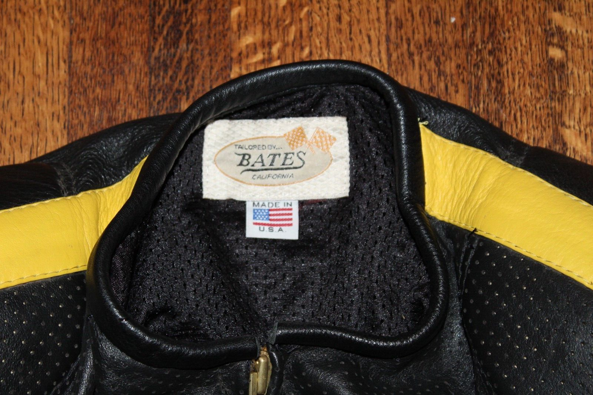 VTG BATES Custom Black Yellow Leather Striped Armored