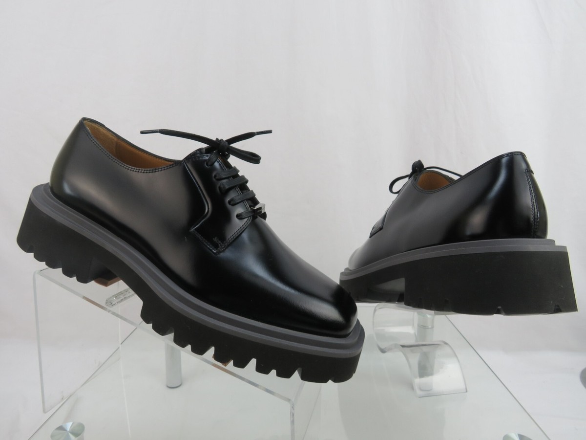 NIB FERRAGAMO FLICKER BLACK LEATHER LOGO PLATFORM LUG SOLE  display picture 1