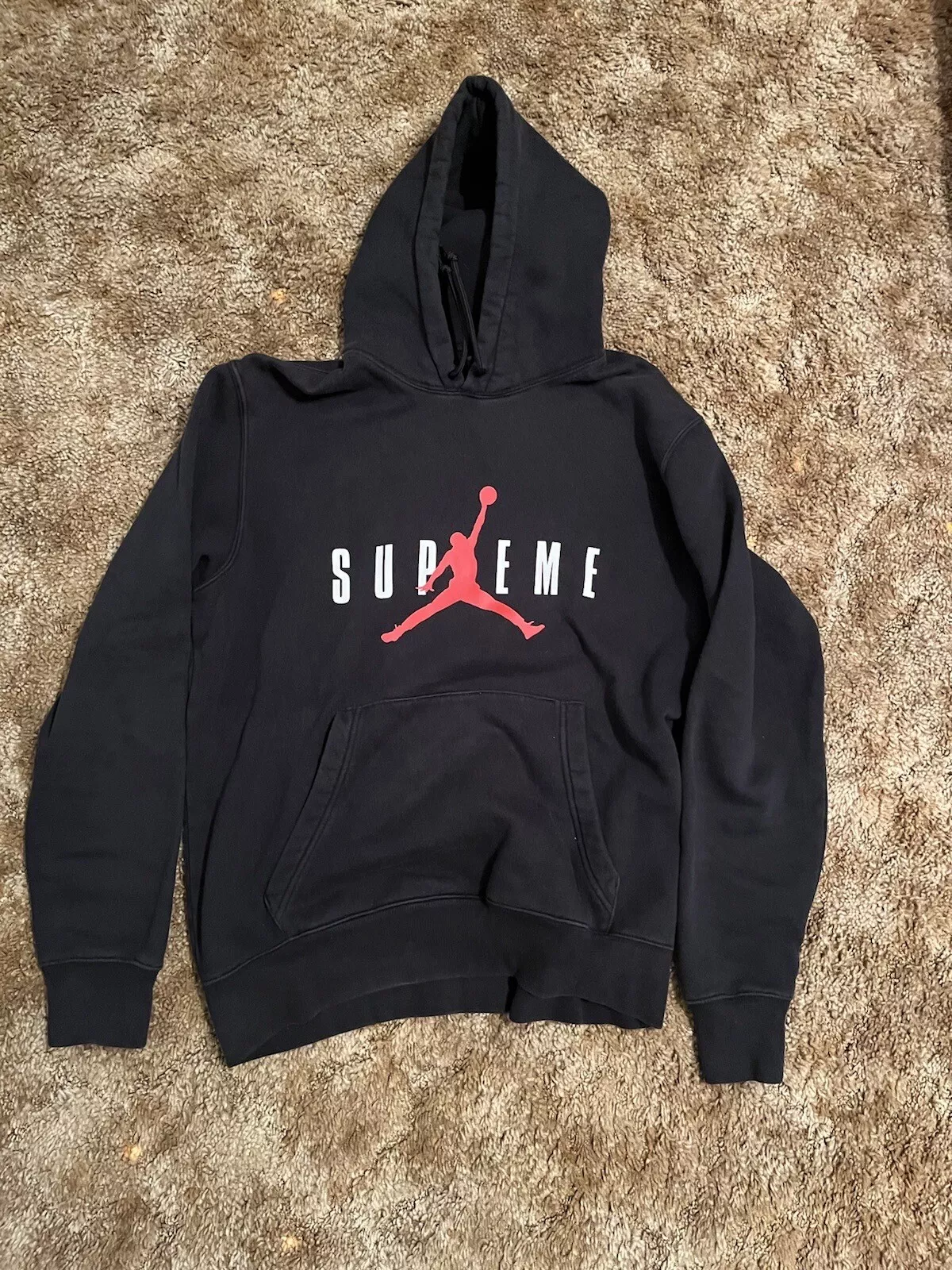 Sweat à capuche Supreme x Air Jordan noir L Large 2015 FW15
