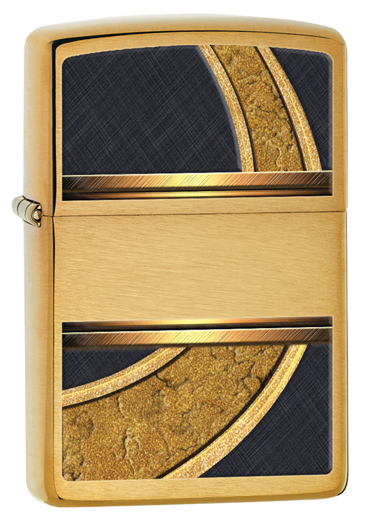 Zippo Windproof Brushed Brass Lighter, Gold & Black, 28673, New In Box