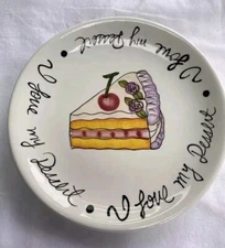 Milson and Louis Decorative Hand-Painted I Love My Dessert Cake Plate 7.75" Art