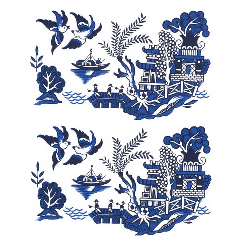 Calcomanías de cerámica de tobogán acuático con rectángulos de porcelana de sauce azul - Imagen 2 de 4