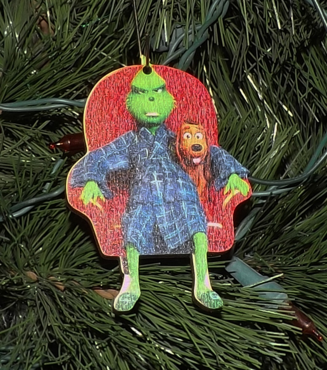 🎅 SEUSS HOW THE GRINCH STOLE CHRISTMAS WOOD ORNAMENT GRINCH MAX IN  CHAIR