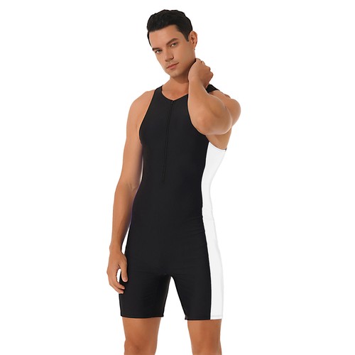 Herren Schwimmanzug Badeanzug Einteiler Ärmellos RushGuard Kurz Overall Bademode - Bild 10 von 51