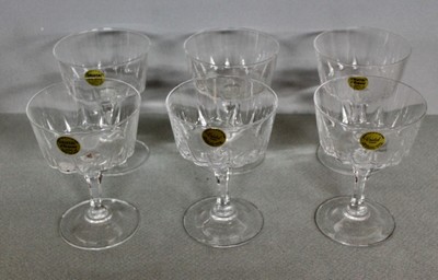 Vintage Set of 6 French Cristal d'Argue Stemmed Cocktail Glasses Original Boxes