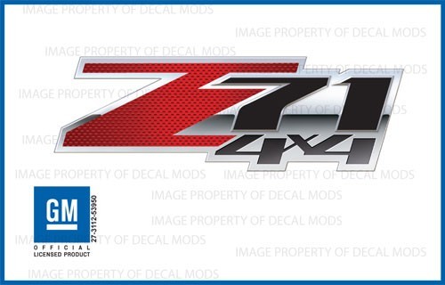 set of 2: 2007 - 2013 Chevy Silverado Z71 4x4 Decals - FSCFR - Carbon Fiber Red