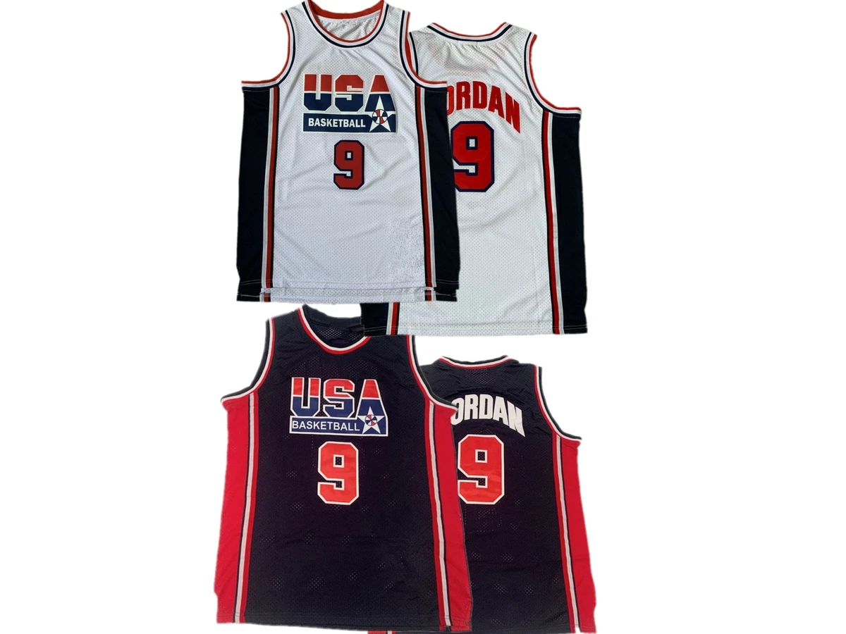 1992 Dream Team 9 Jordan Basketball Jerseys Navy White All Stitched Throwback