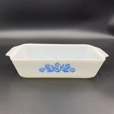 Vintage Anchor Hocking Fire King Loaf Pan Blue Cornflower 441 Ovenware 1 QT USA