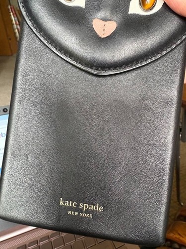 Kate Spade Black Cat Meow North South Phone Crossbody Purse. Pre owned - Picture 6 of 8