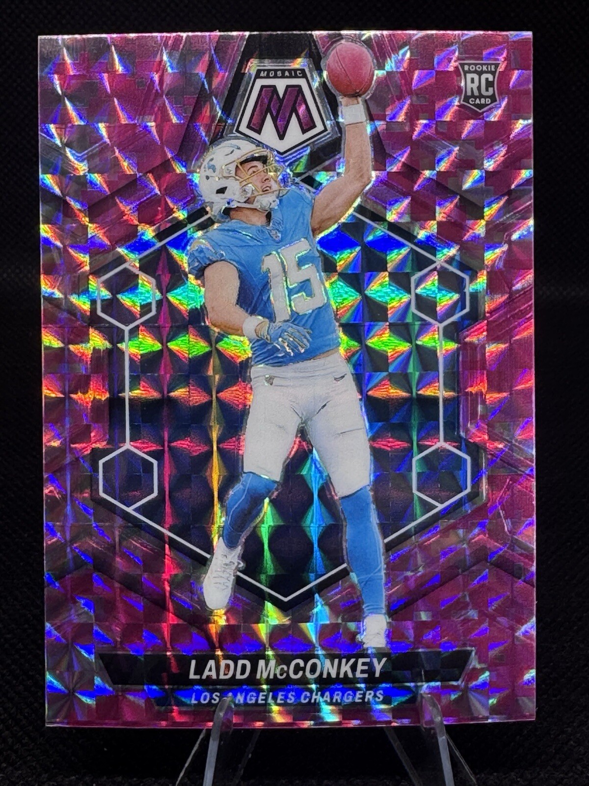 2024 Panini Mosaic - Rookies Pink Camo Mosaic Prizm #334 Ladd McConkey (RC)