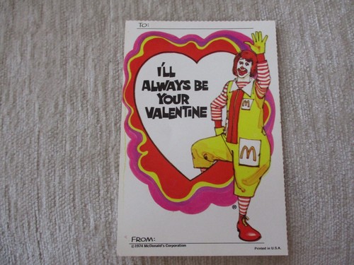 1974, McDonald's, "Un-Used" Valentine's Day Cards, Lot of 4 (2 duplicate) - Picture 7 of 16