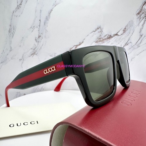New GUCCI Sunglasses Black Gold Red Green Classic Web Arm Authentic 2025 Release - Imagen 3 de 23