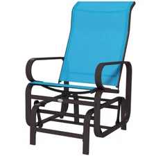 Garden Chair Rocking Chair Gliding Chair Brown Frame Blue Fabric