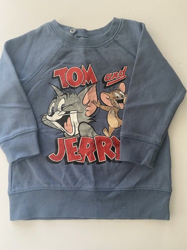 H\u0026M Boys TOM \u0026 JERRY Blue Sweatshirt Sz 