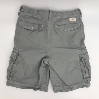 Abercrombie & Fitch Mens Cargo Shorts Gray White Striped
