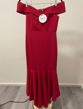 AJOY Deep Red Off Shoulder Evening Dress | Size S | NEW