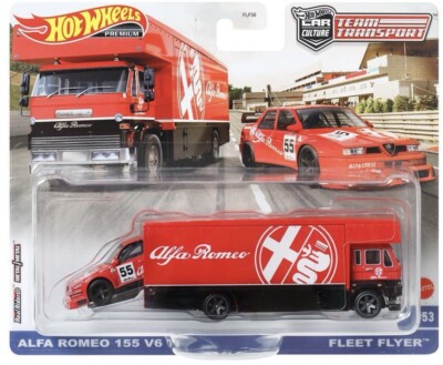 HOT WHEELS ALFA ROMEO 155 V6 TI & FLEET FLYER TEAM TRANSPORT PREMIUM