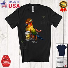 German Sun Conure Drinking Beer; Festival Oktoberfest; Custom Name Family Shirt