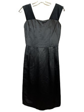 Dolce Gabbana Black Satin Velvet Strap Sleeveless Knee Length Dress Size 38 IT
