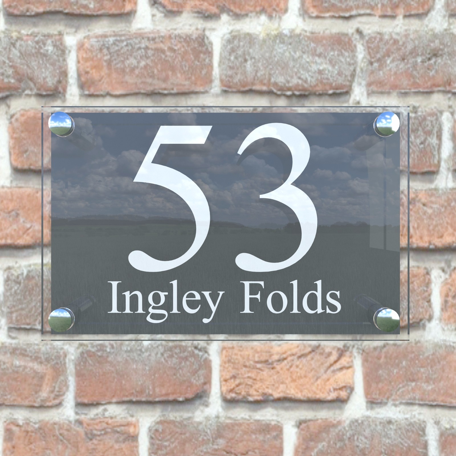 MODERN HOUSE SIGN PLAQUE DOOR NUMBER STREET GLASS EFFECT ACRYLIC ...