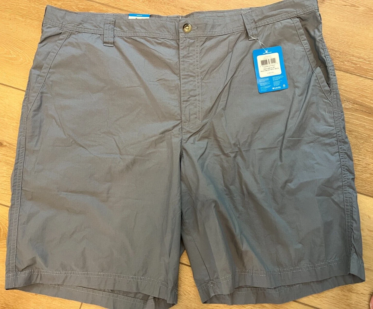 NWT - Mens COLUMBIA Gray Cotton Flat Front Shorts - WASHED OUT (SIze 44)