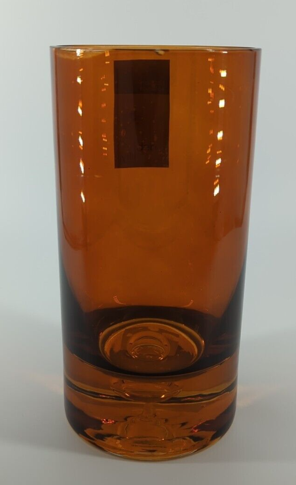 Debi Lilly Cylinder GLASS VASE Fall Illusion Controlled Bubble Orange 8