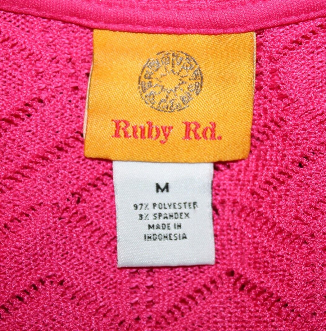 Ruby Rd. Pink Open-Knit Drawstring Waist Short Sl… - image 8
