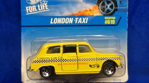 1996 Hot Wheels yellow LONDON TAXI opening doors ALL METAL #619 metal Sealed NIP - Picture 2 of 4