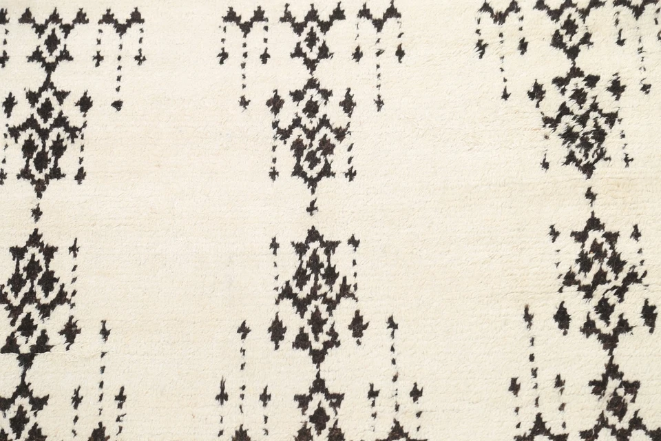 Geometric Ivory Moroccan Berber Oriental Area Rug Vegetable Dye Hand-Knotted 5x8 - Image 4 of 4