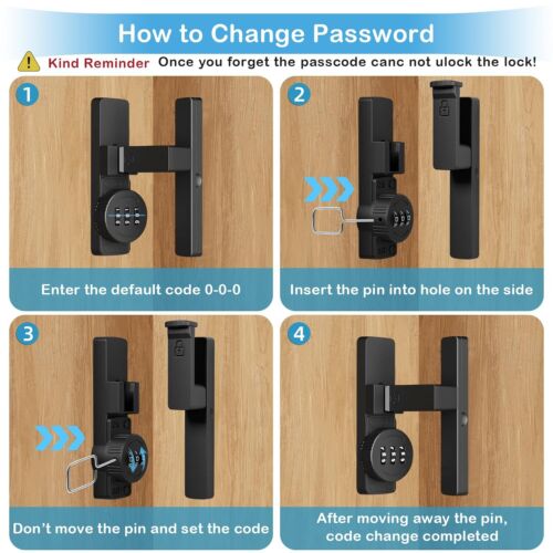 Keyless Barn Door Lock - 3-Digit Password Security Latches for Sliding Doors/... - Picture 6 of 6