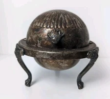 Vintage Silver F.B. Rogers Lion Claw Footed Candy Dish Butter Dome with Patina
