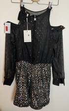 Tuta donna Silvian Heach corta nera con fantasia taglia XS