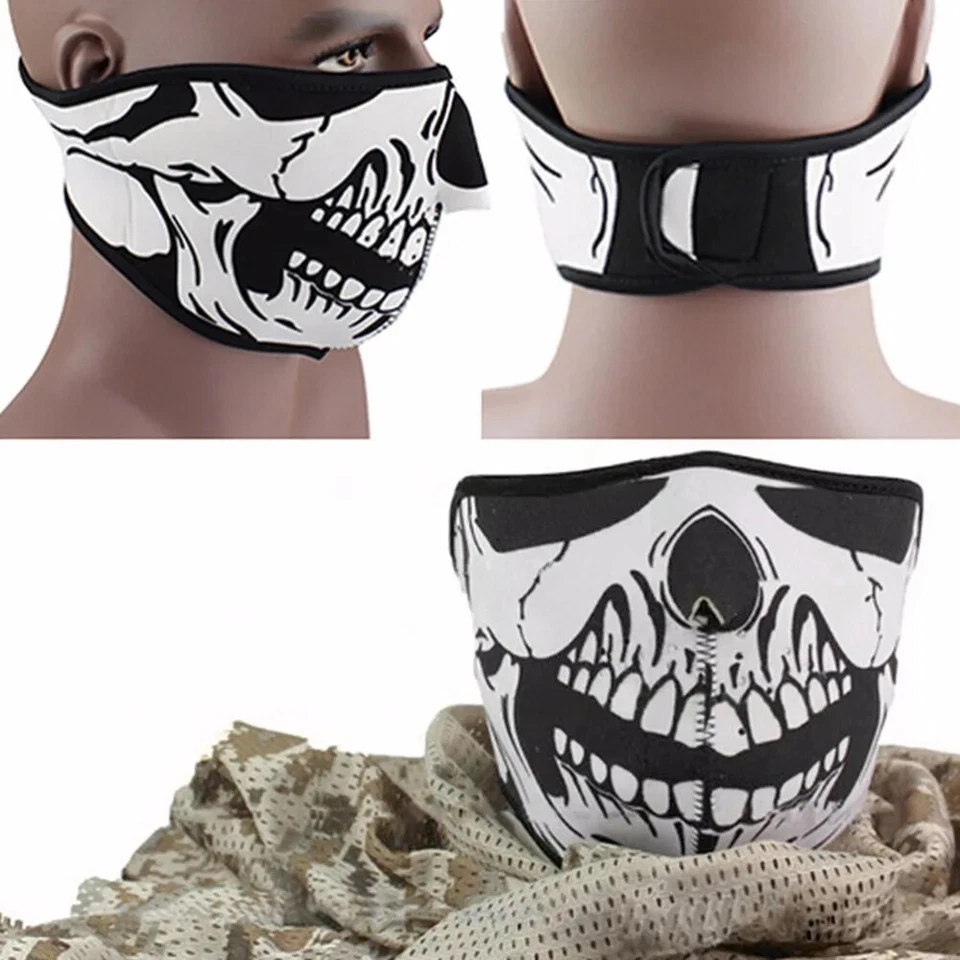 Skull Neoprene Half Face Mouth Mask Tactical Military Motorcycle Protector Mask - Image 4 of 4