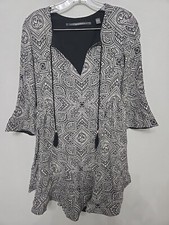 Twelfth Street by Cynthia Vincent Womens Tribal Midi Dress Grey Size Small Rayon