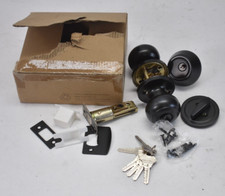 Entry Door Knobs Single Cylinder Deadbolt Lock Combo Set Key Alike Matte Black
