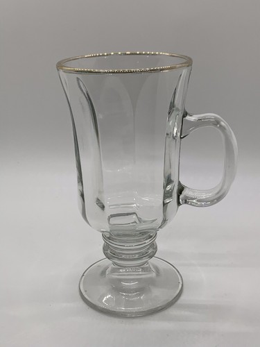 Juego de tazas vintage de vidrio transparente con adornos dorados Libbey de 8 6x4 pulgadas - Imagen 9 de 10
