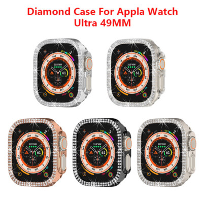 49MM Bling Double Row Diamond Bumper Case Cover For Apple Watch Series Ultra 2 3