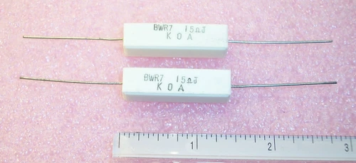 QTY (10) 15 Ohm 7W 5% AXIAL CERAMIC POWER WIREWOUND RESISTORS BWR7-15J KOA