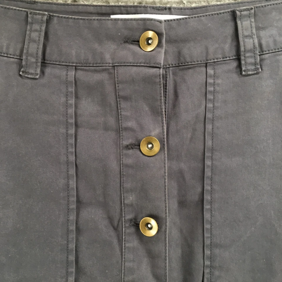 Carve Designs A-Line Mini Skirt Womens 12 Gray Cotton Blend Button Front Casual Foto 3 de 4