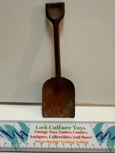 Vintage Red Metal Childs Toy Shovel Rustic Primitive Ohio Art 8"