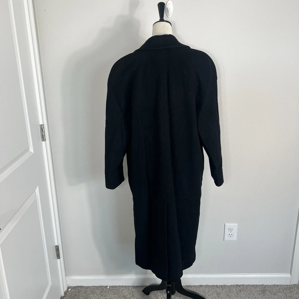 Gabardina de lana negra larga de colección años 80 para mujer Jones New York talla grande Foto 4 de 4