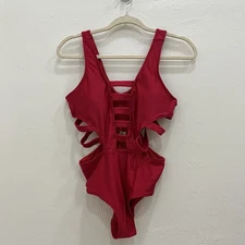 TINIBIKINI SWIMWEAR Women  Red Nylon Stretched Strapped One Piece NEW Size 8