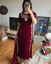 Pakistani Velvet Suits Salwar Kameez Ready made Wedding Dress Party Bollywood M