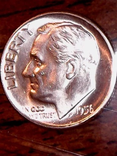 1956-D SILVER ROOSEVELT DIME ... GRADES "BRILLIANT  UNCIRCULATED"