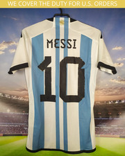 Messi Argentina Team Jersey Home Football Shirt Blue Adidas Mens Size XS